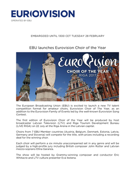 EBU Launches Eurovision Choir of the Year