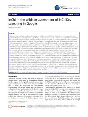 Inchi in the Wild: an Assessment of Inchikey Searching in Google Christopher Southan
