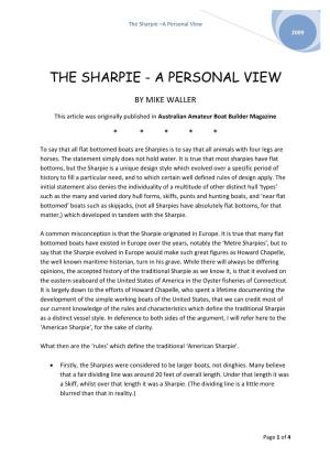 The Sharpie –A Personal View 2009