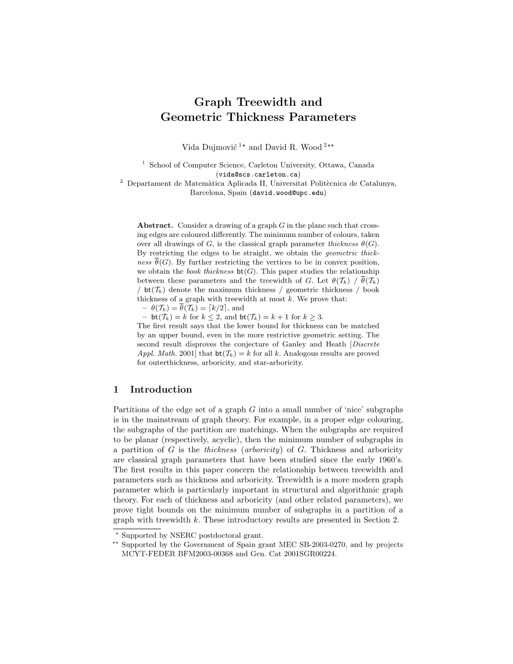 Graph Treewidth and Geometric Thickness Parameters