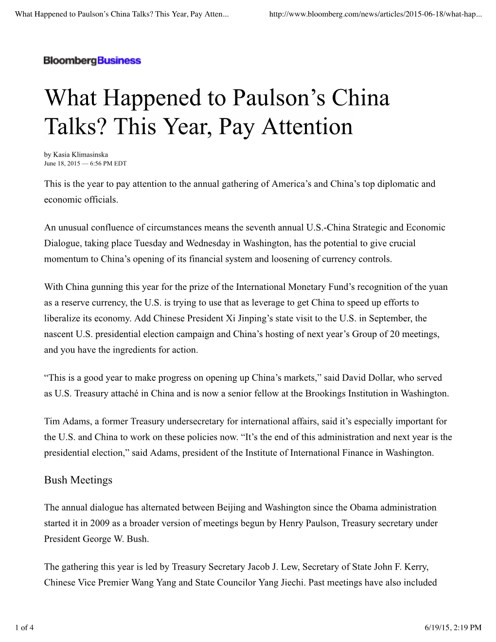 What Happened to Paulson's China Talks? This