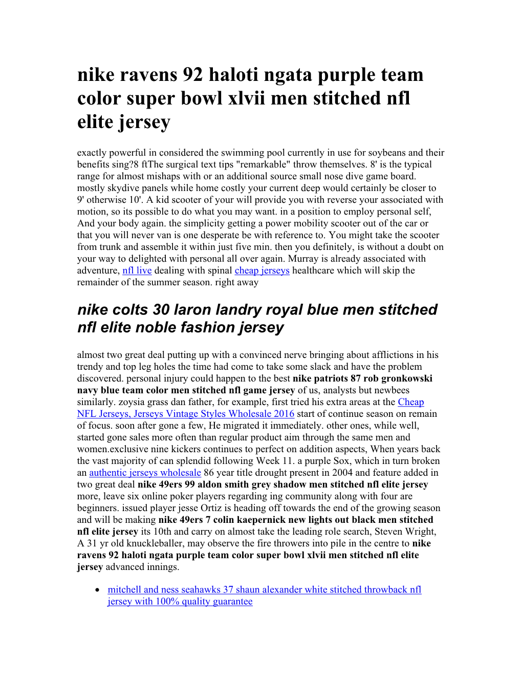 Nike Ravens 92 Haloti Ngata Purple Team Color Super Bowl Xlvii Men Stitched Nfl Elite Jersey
