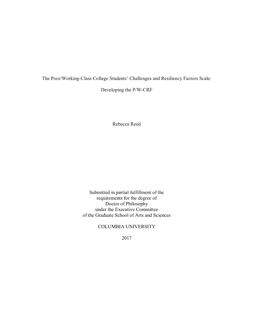 The Poor/Working-Class College Students’ Challenges and Resiliency Factors Scale