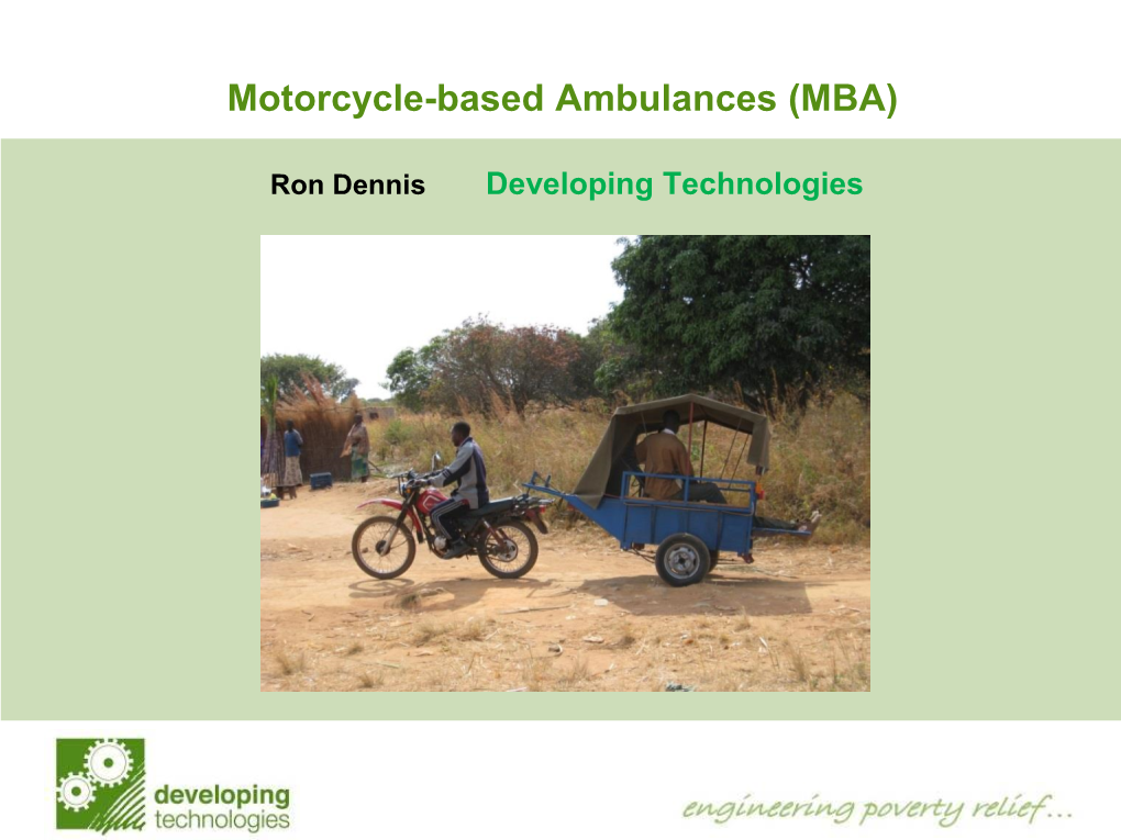 Motorcycle-Based Ambulances (MBA)