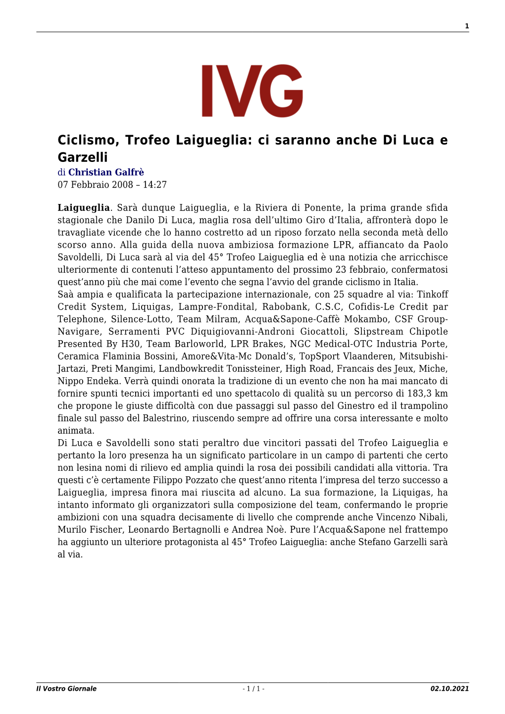 Il Vostro Giornale - 1 / 1 - 02.10.2021