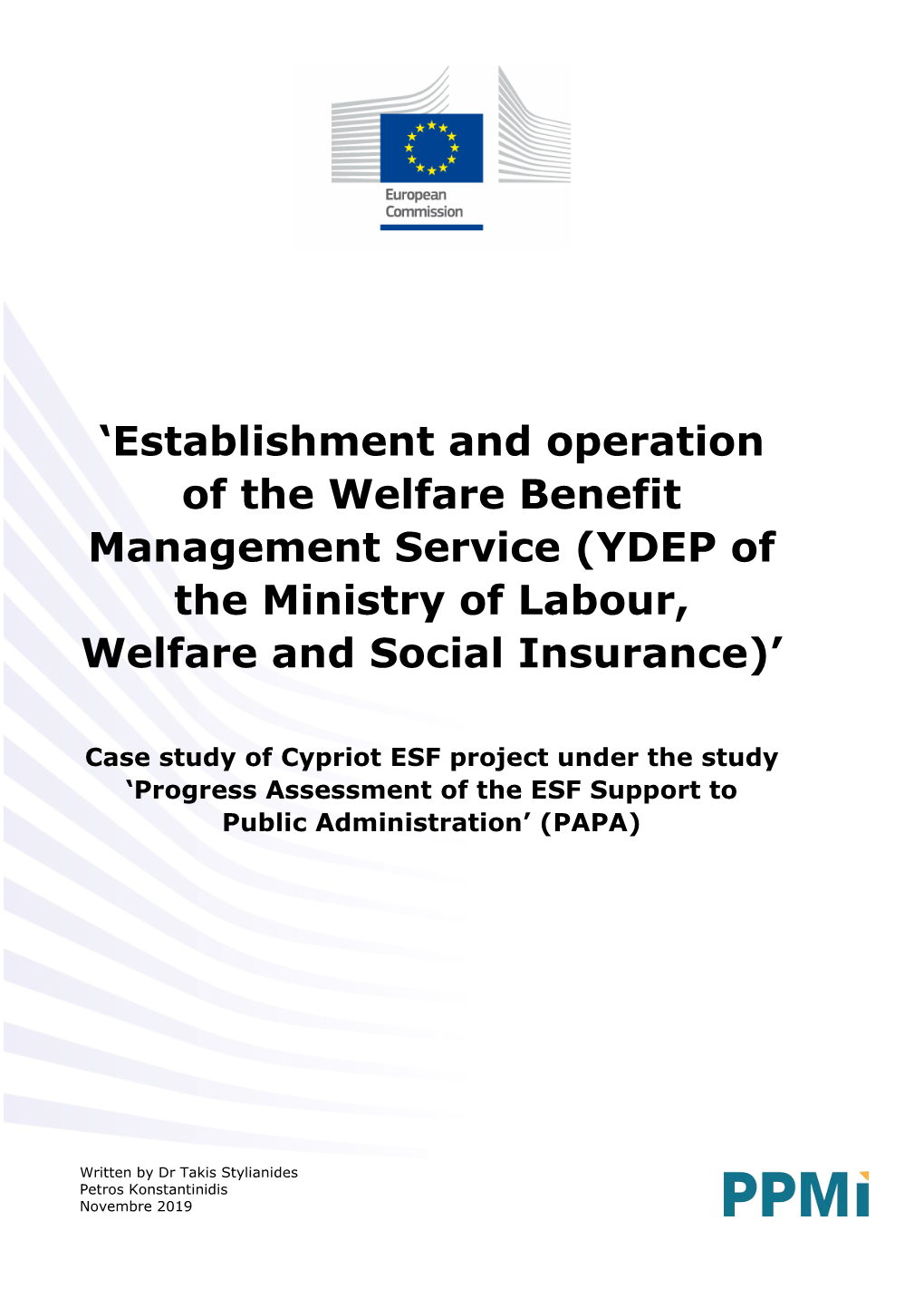 'Establishment and Operation of the Welfare Benefit Management