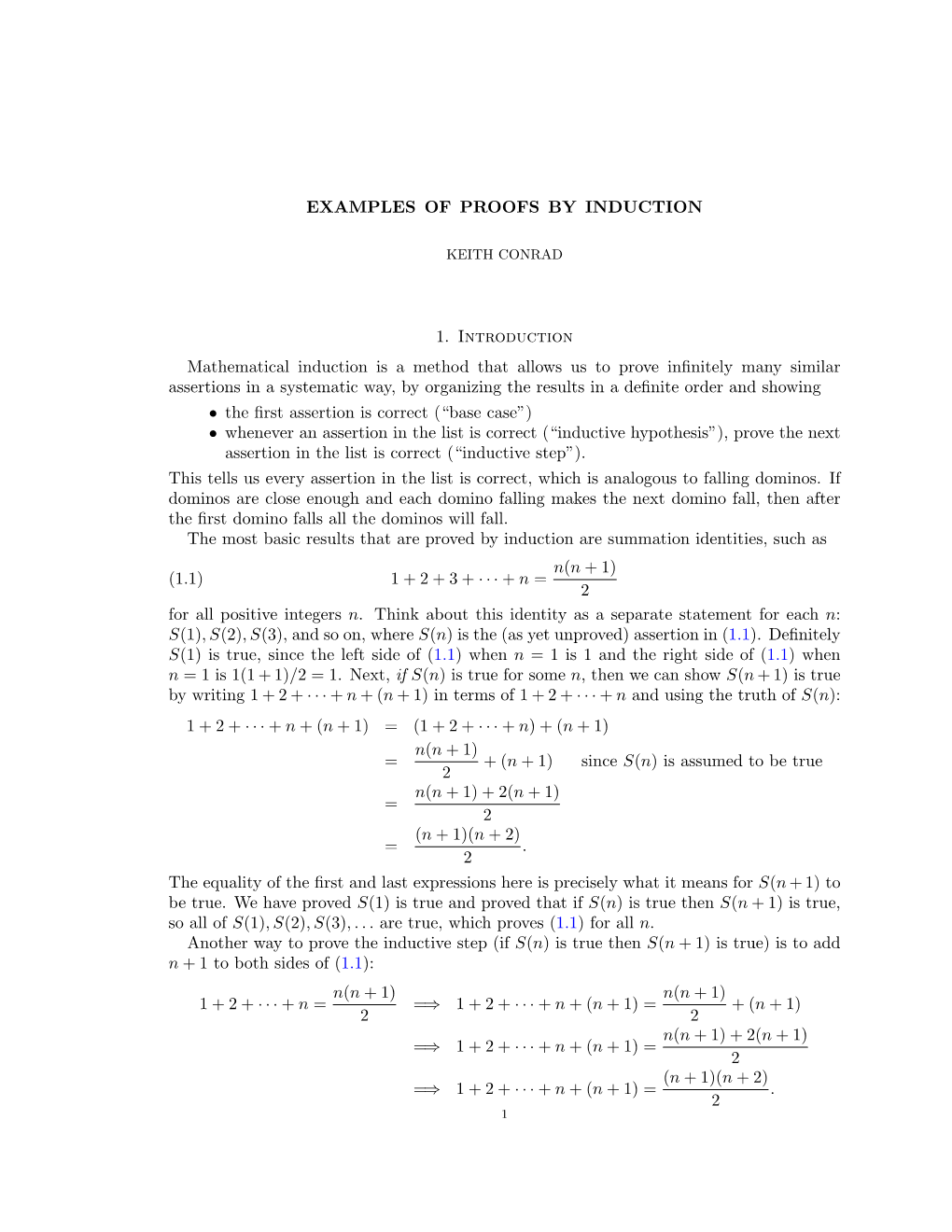 Examples of Proofs by Induction