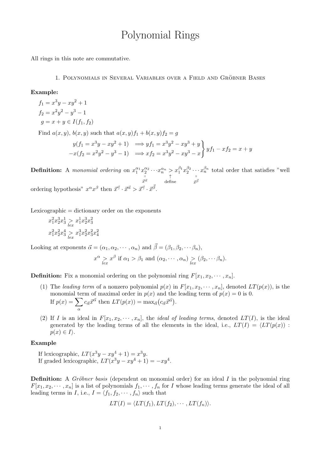 Polynomial Rings