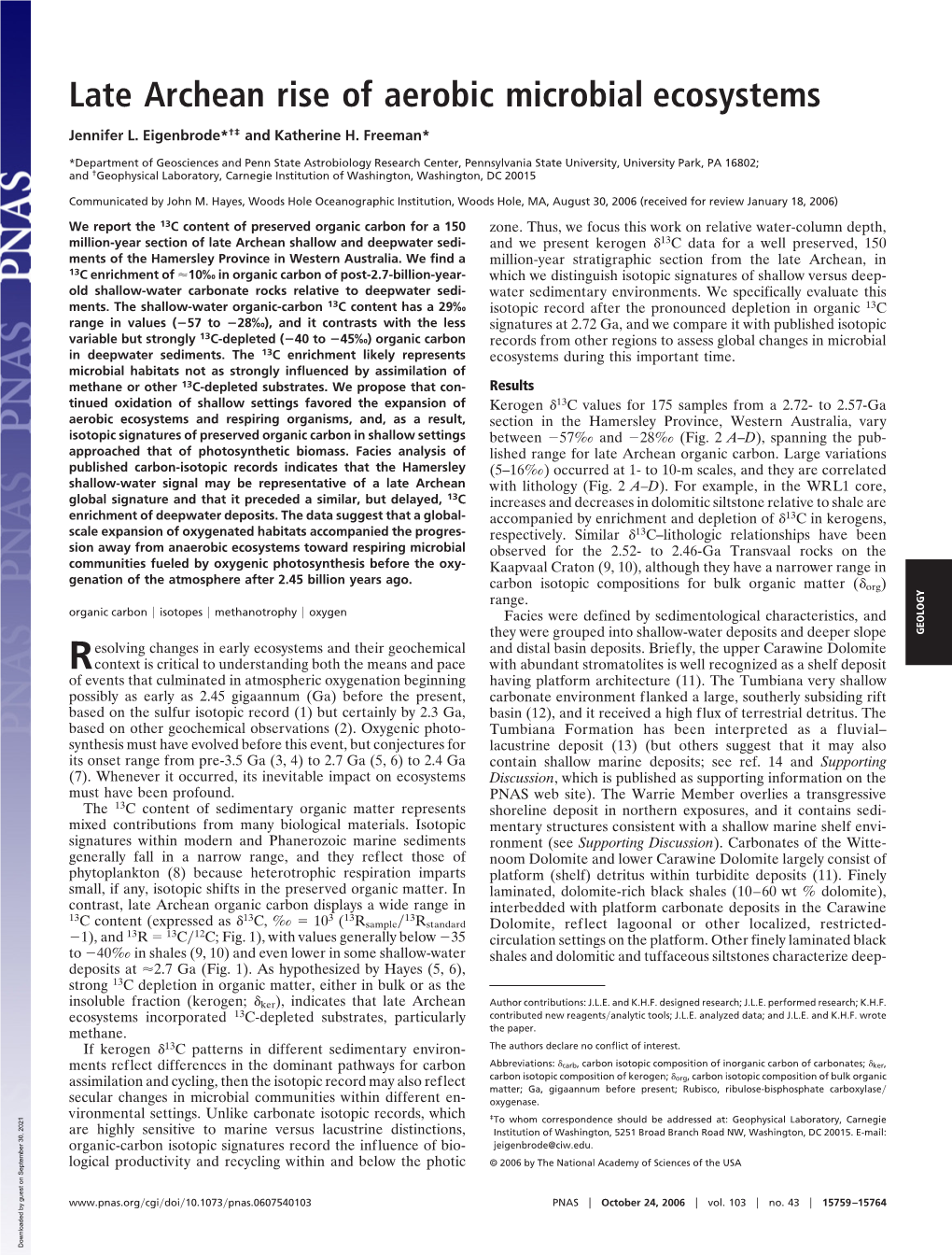 Late Archean Rise of Aerobic Microbial Ecosystems