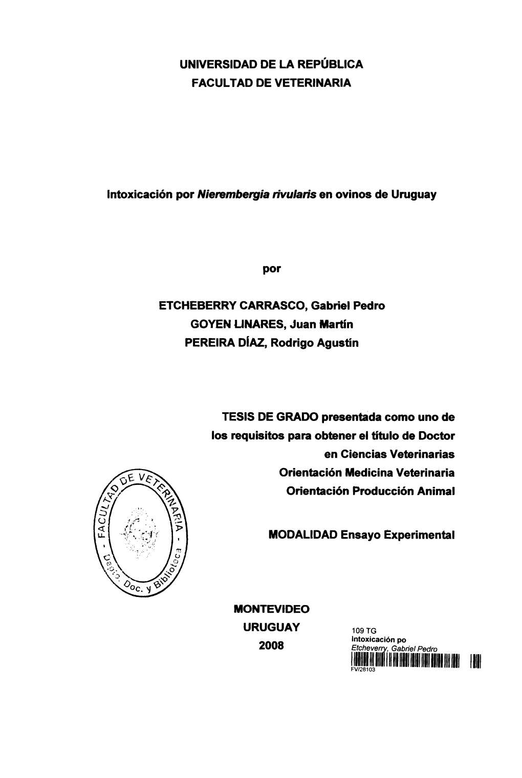 Intoxicación Por Nierembergia Rivularis En Ovinos De Uruguay