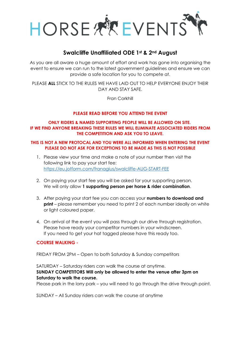 Swalcliffe Unaffiliated ODE 1St & 2Nd August