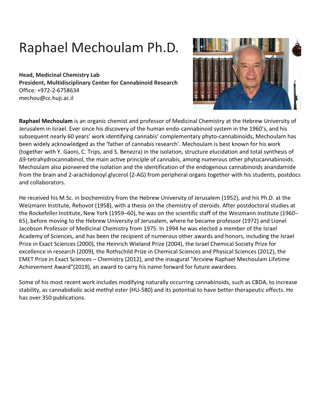 Raphael Mechoulam Ph.D