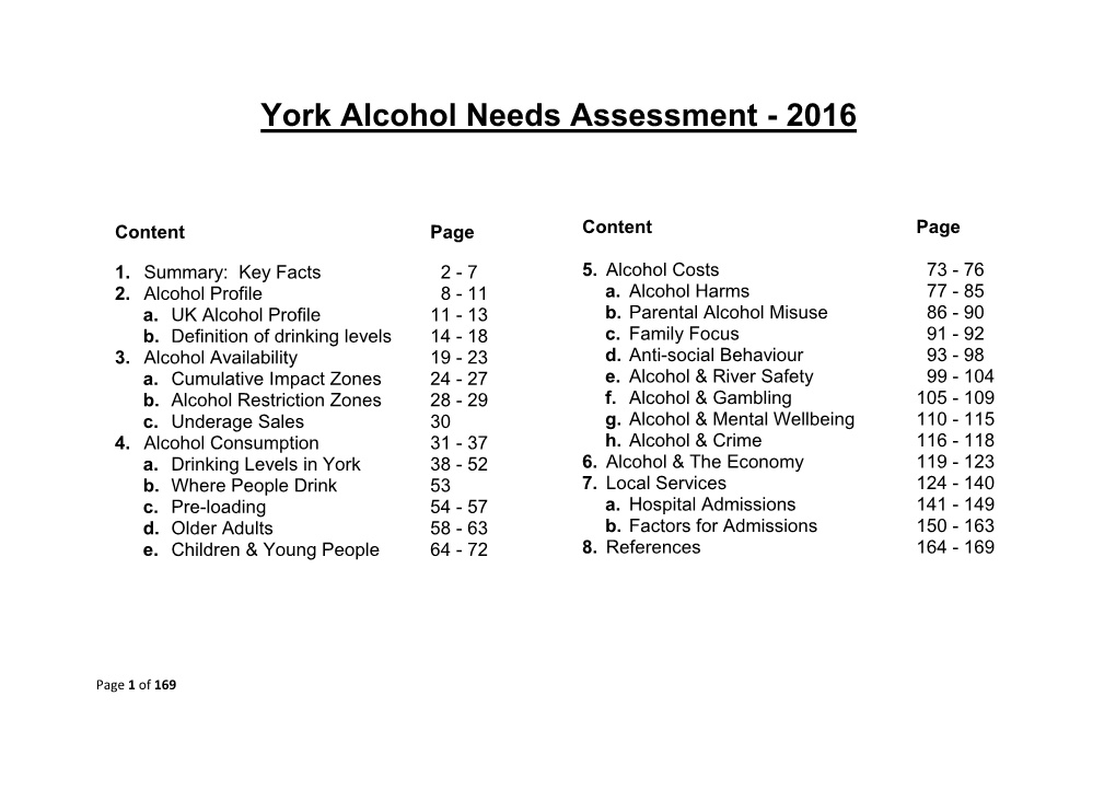 York Alcohol Needs Assessment - 2016