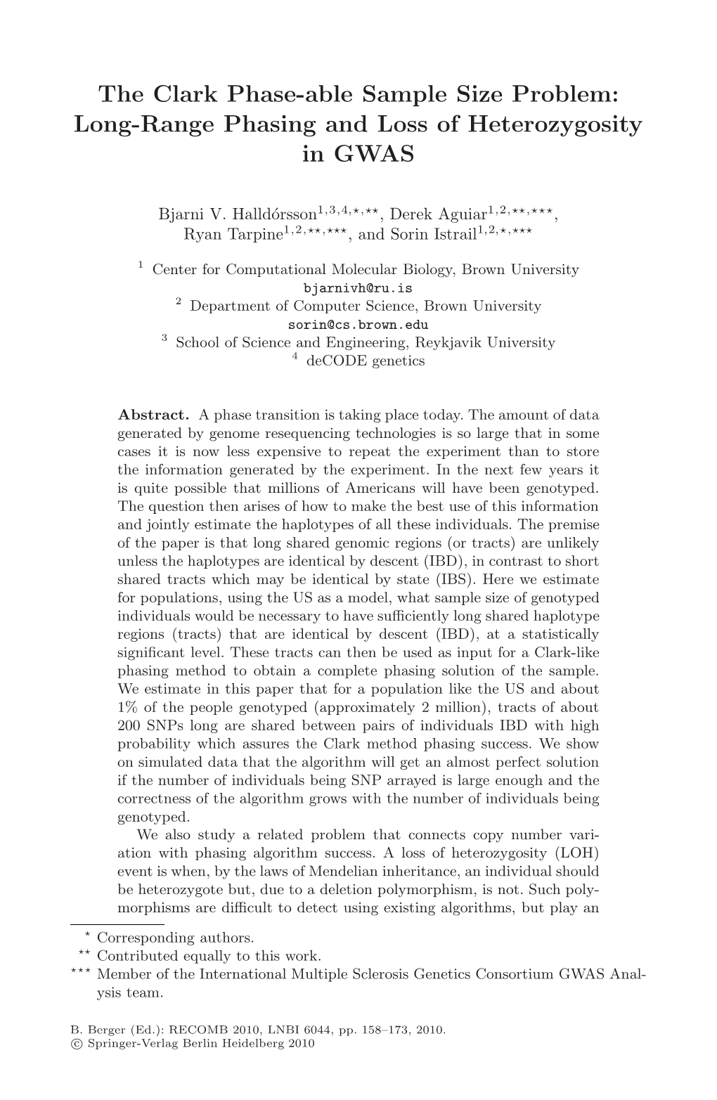 The Clark Phase-Able Sample Size Problem: Long-Range Phasing and Loss of Heterozygosity in GWAS