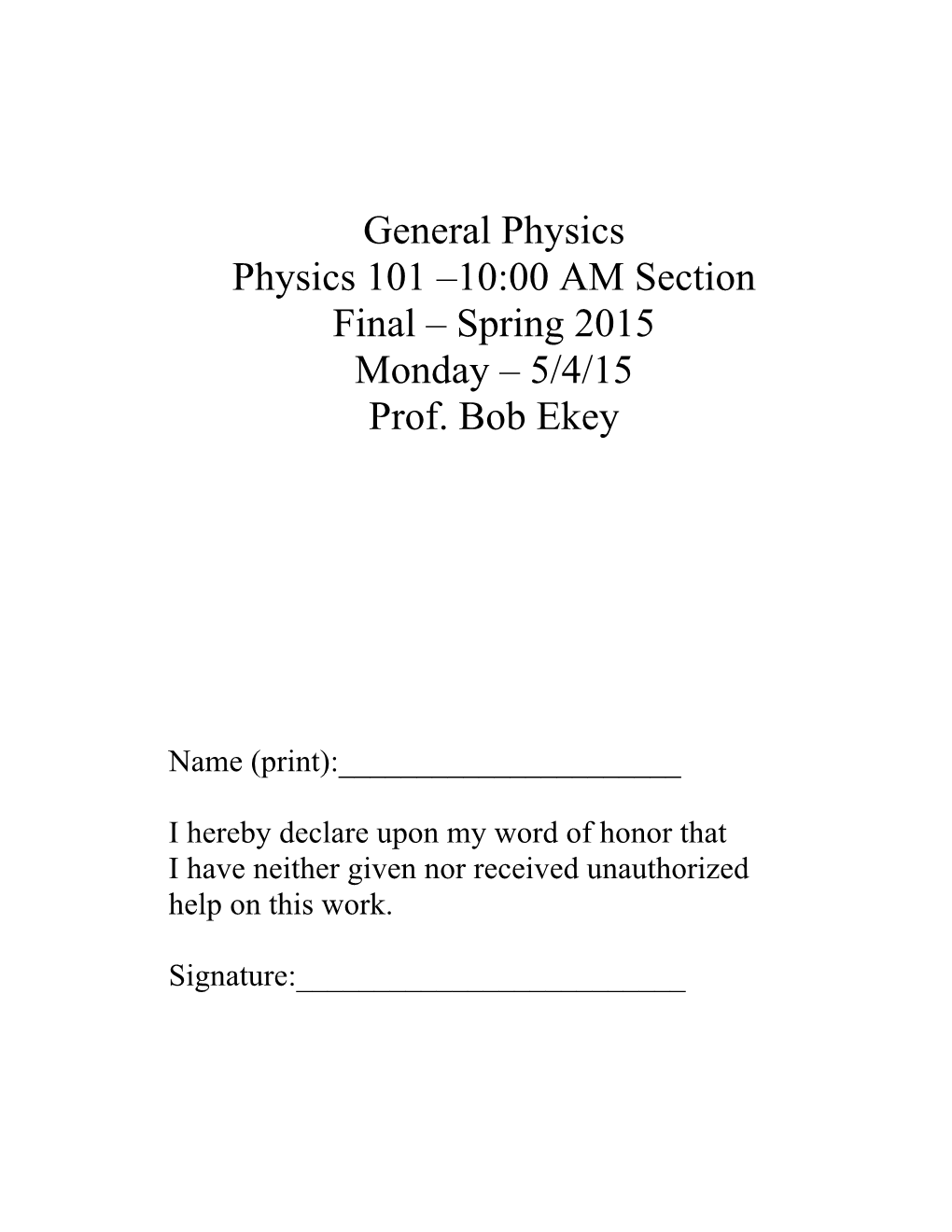 Phys101 Final S15 2