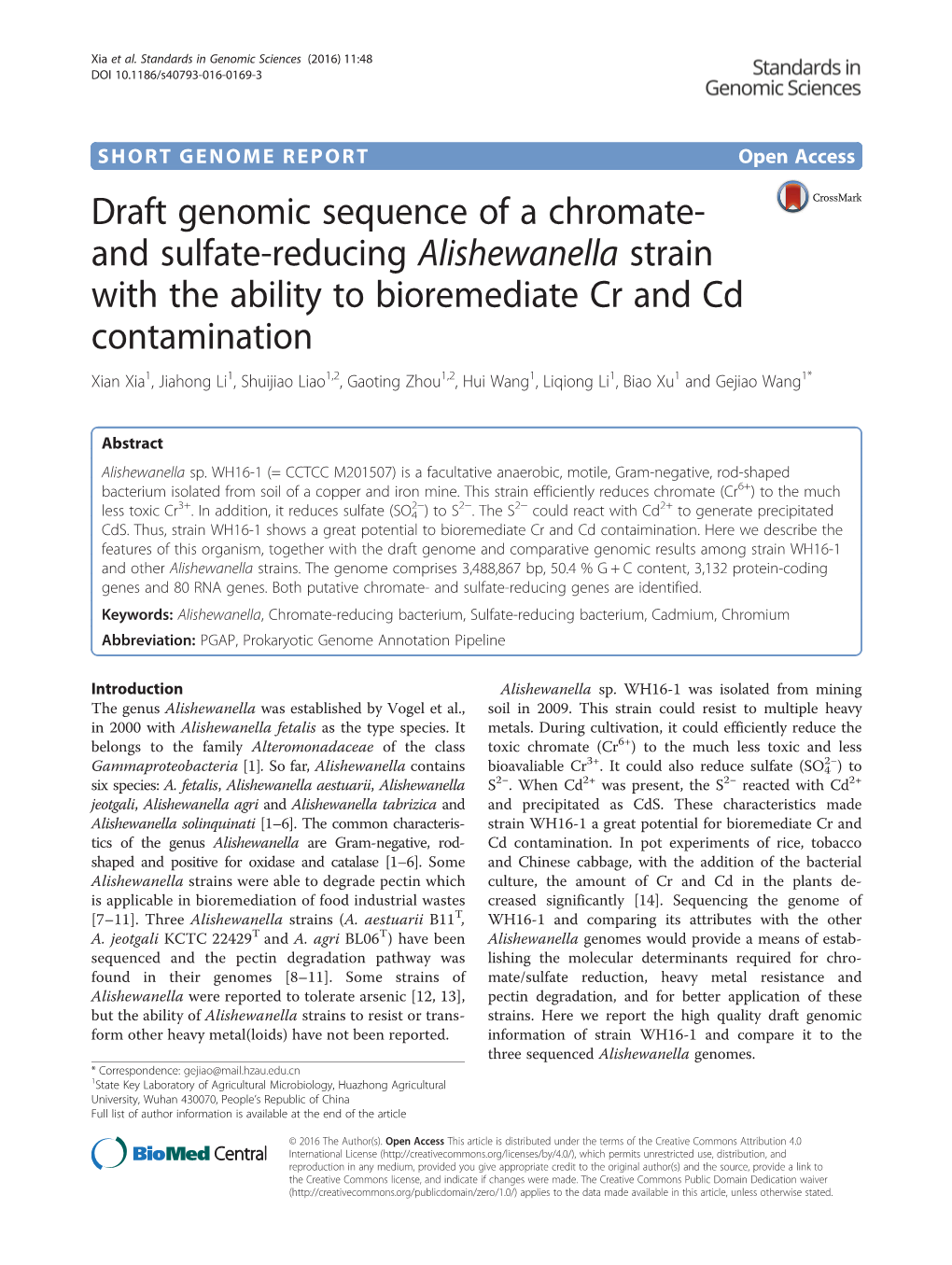 Draft Genomic Sequence of a Chromate- and Sulfate-Reducing