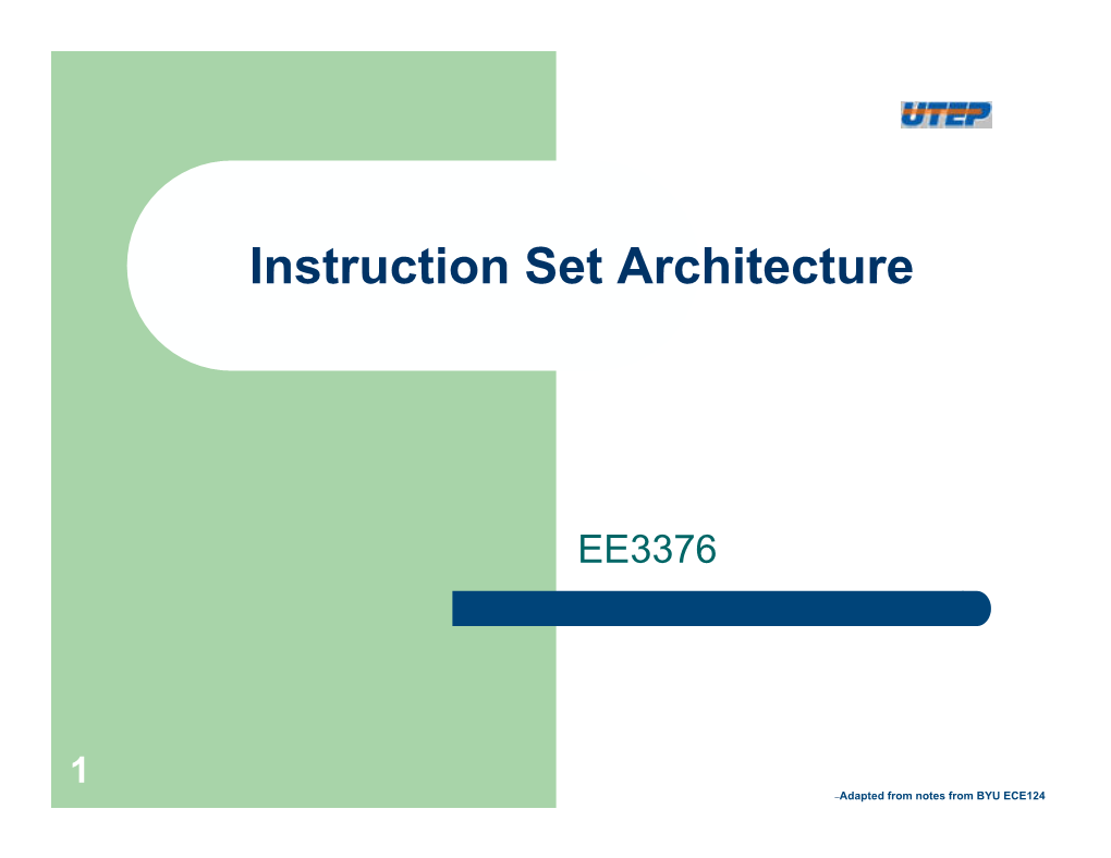 Instruction Set Architecture