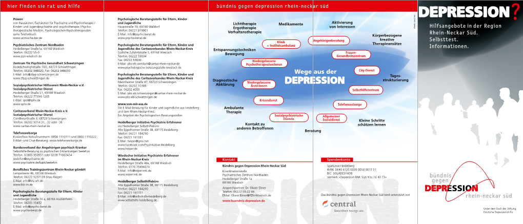 Hier Finden Sie Rat Und Hilfe Bündnis Gegen Depression Rhein-Neckar Süd