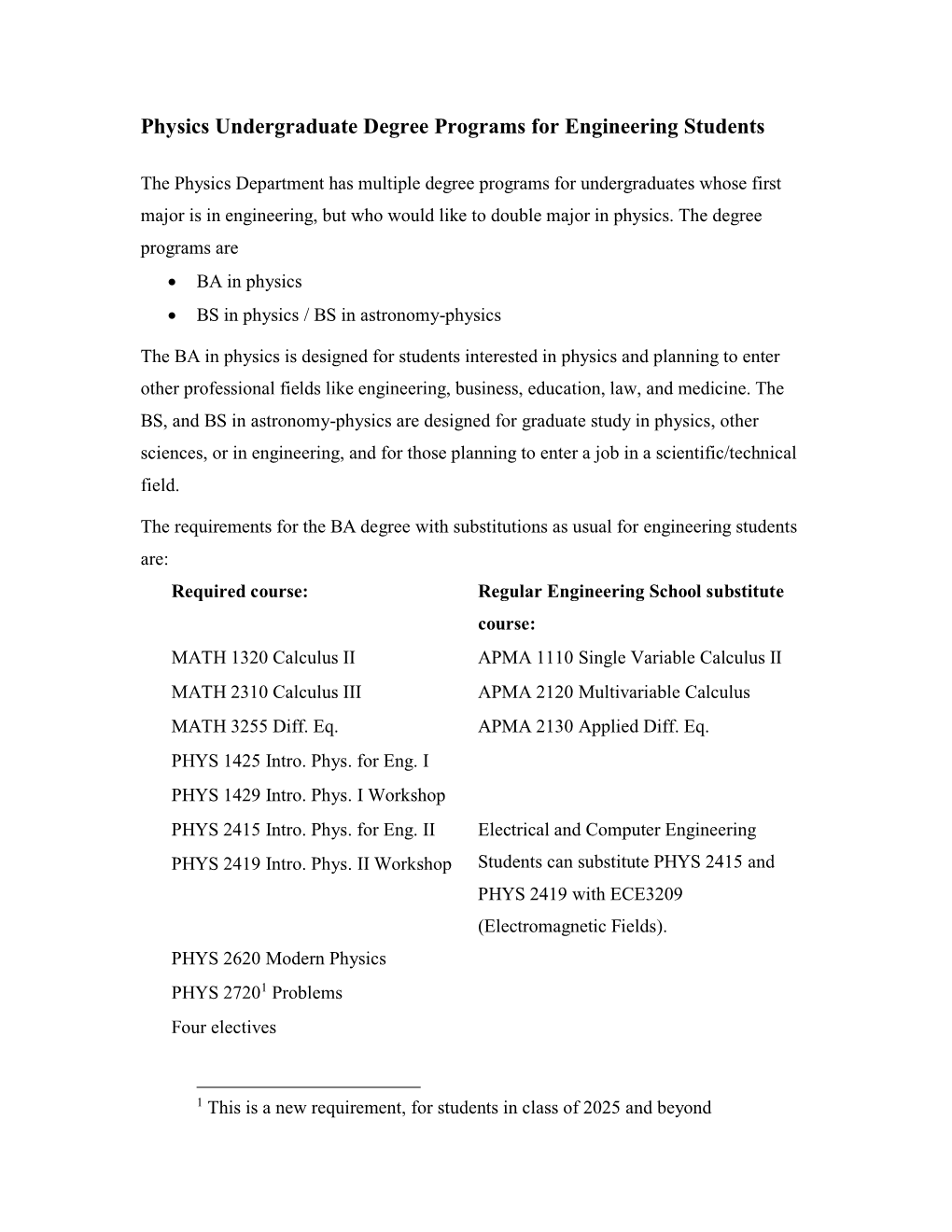 Information for Engineering Students