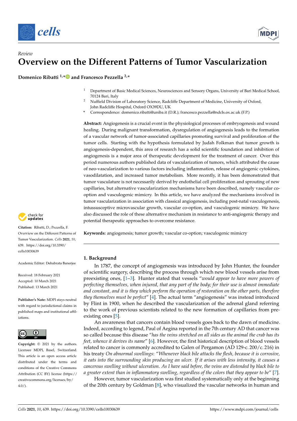 Overview on the Different Patterns of Tumor Vascularization