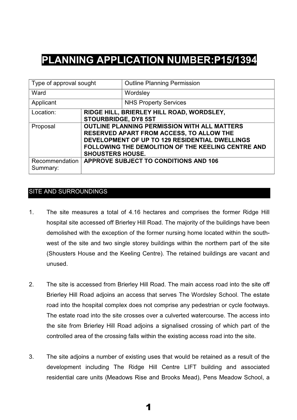 Planning Application Number:P15/1394