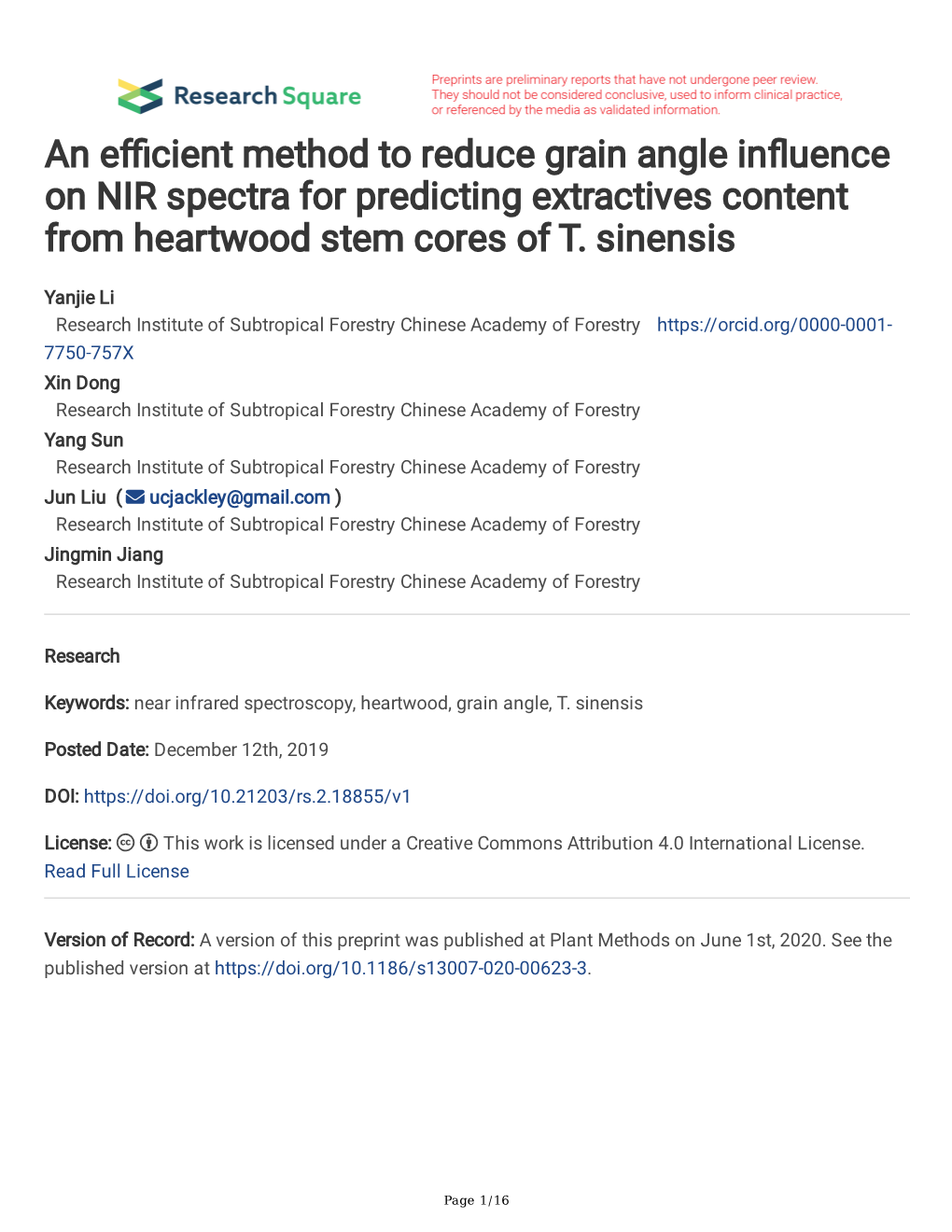 An Efficient Method to Reduce Grain Angle Influence on NIR Spectra for Predicting Extractives Content from Heartwood Stem Cores