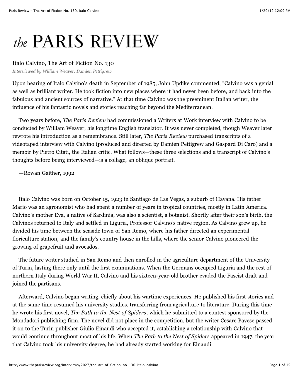 Paris Review - the Art of Fiction No