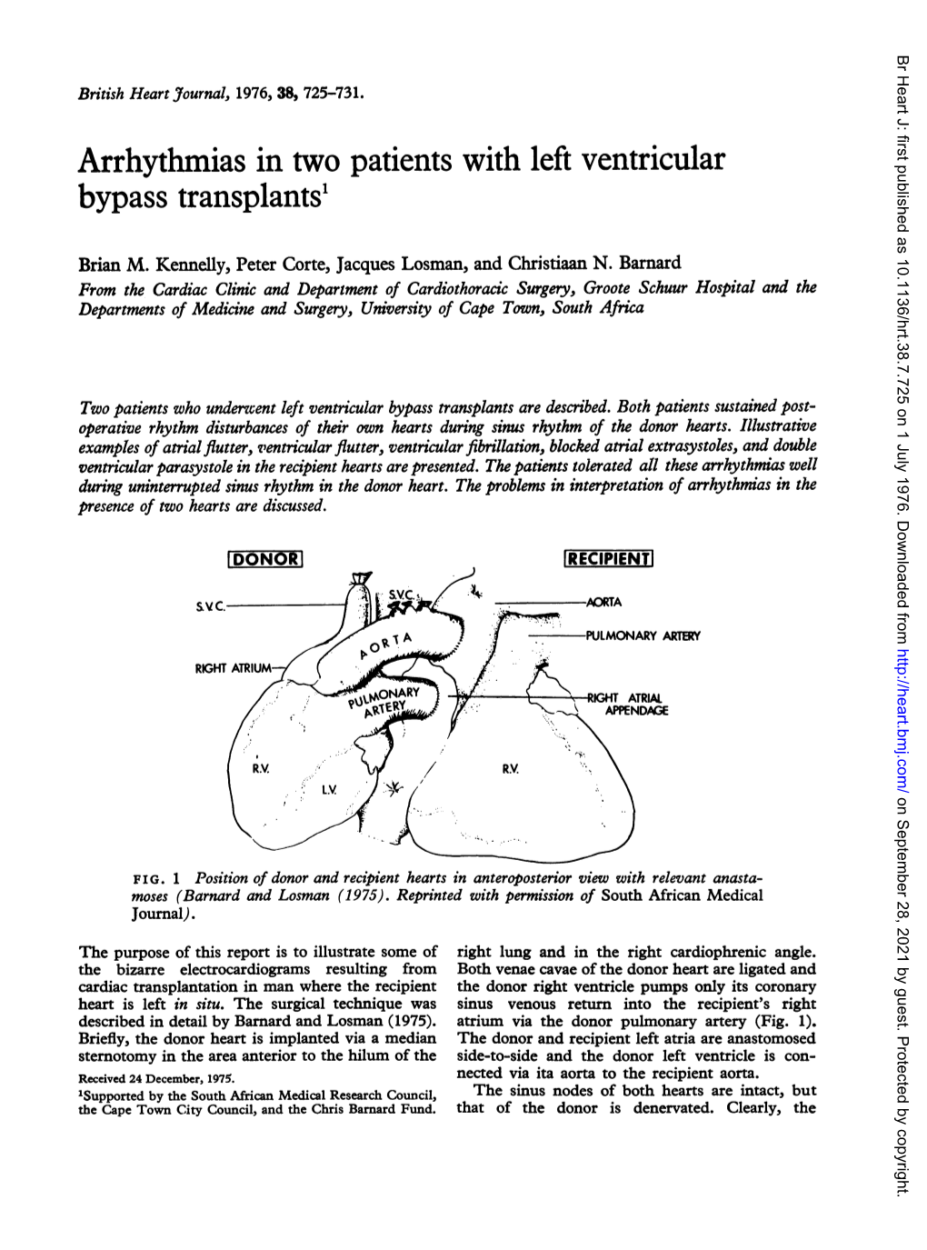 Arrhythmias in Two Patients with Left Ventricular Bypass Transplants'