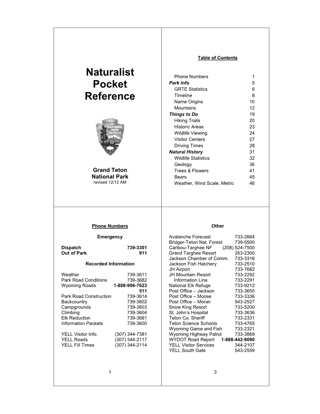 Naturalist Pocket Reference