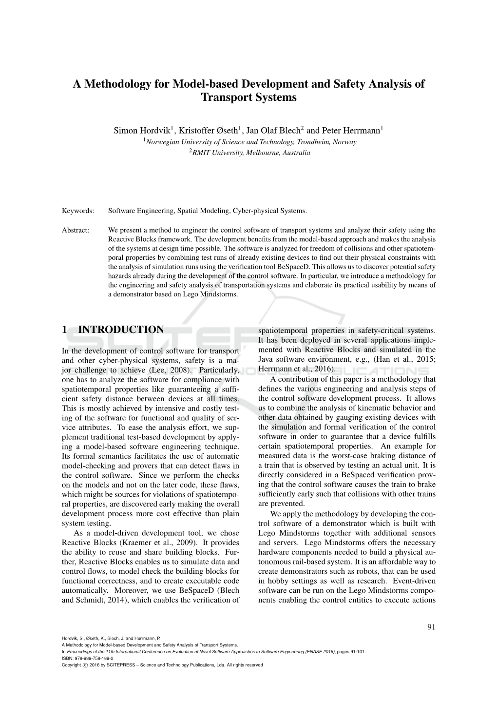 A Methodology for Model-Based Development and Safety Analysis of Transport Systems