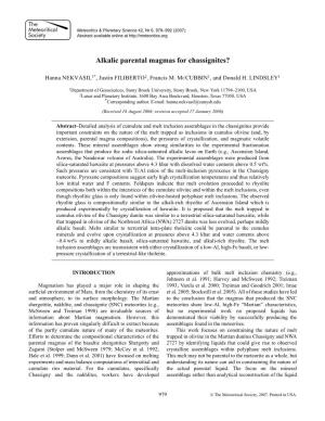 Alkalic Parental Magmas for Chassignites?