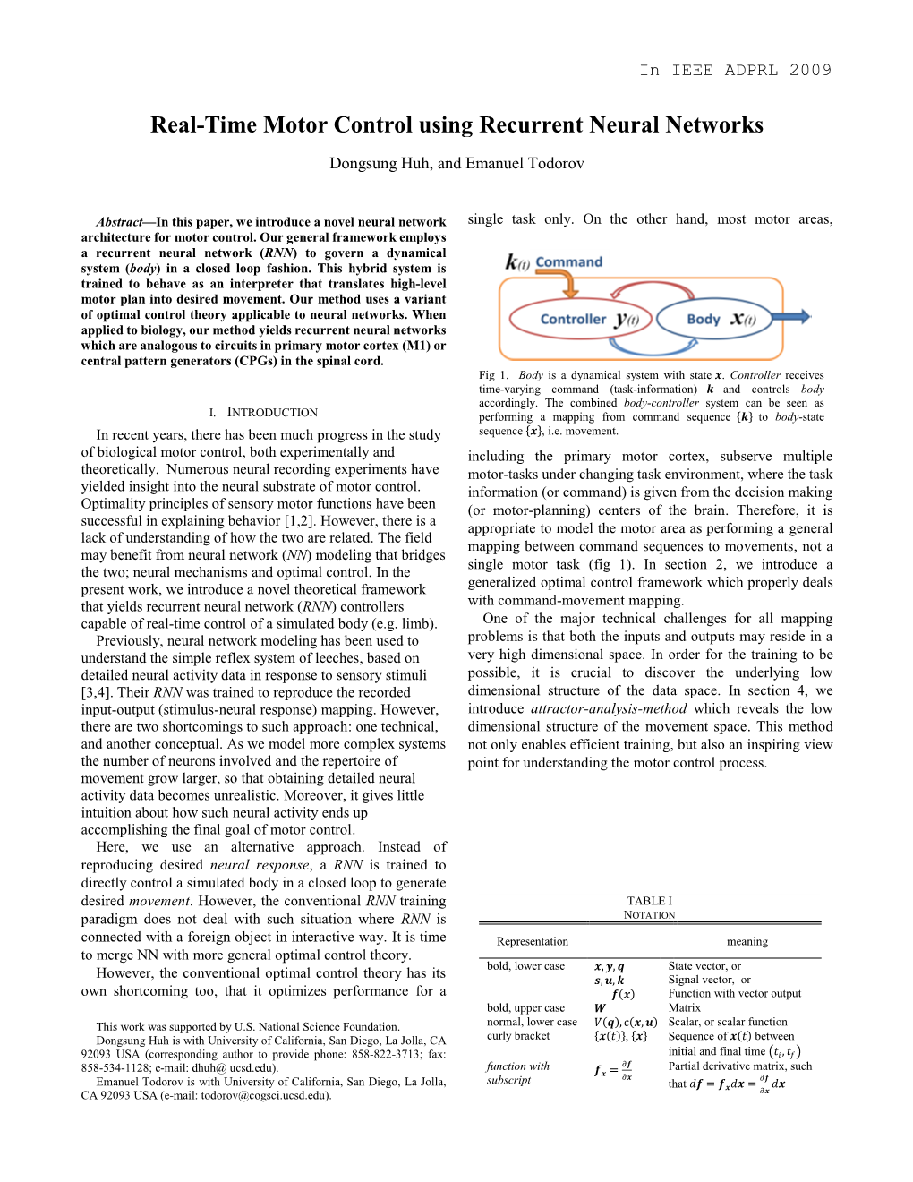 Real-Time Motor Control Using Recurrent Neural Networks