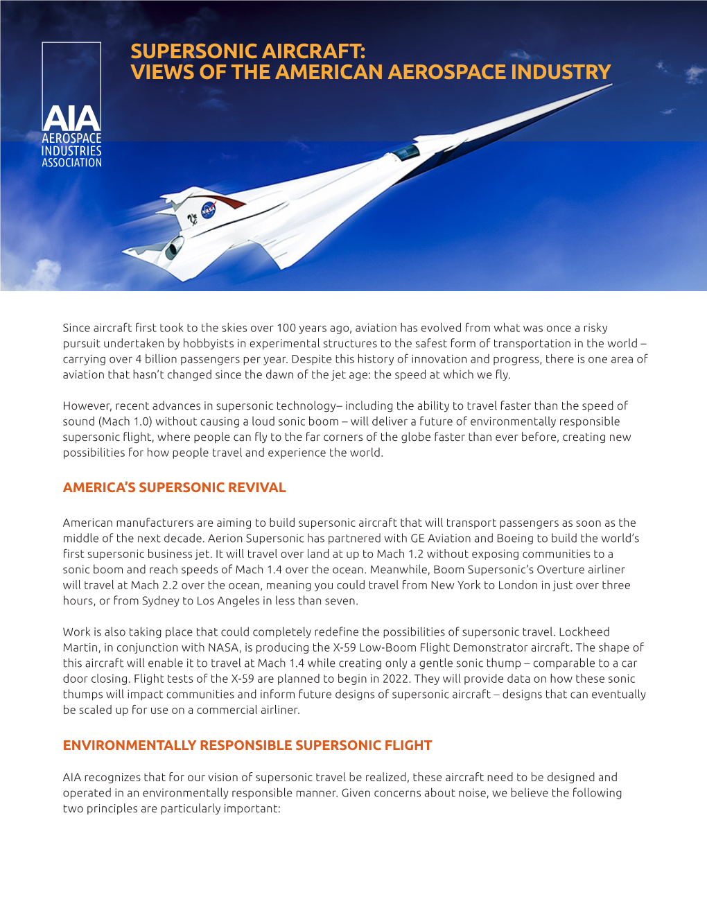 Supersonic Aircraft: Views of the American Aerospace Industry