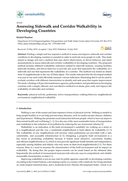 Assessing Sidewalk and Corridor Walkability in Developing Countries