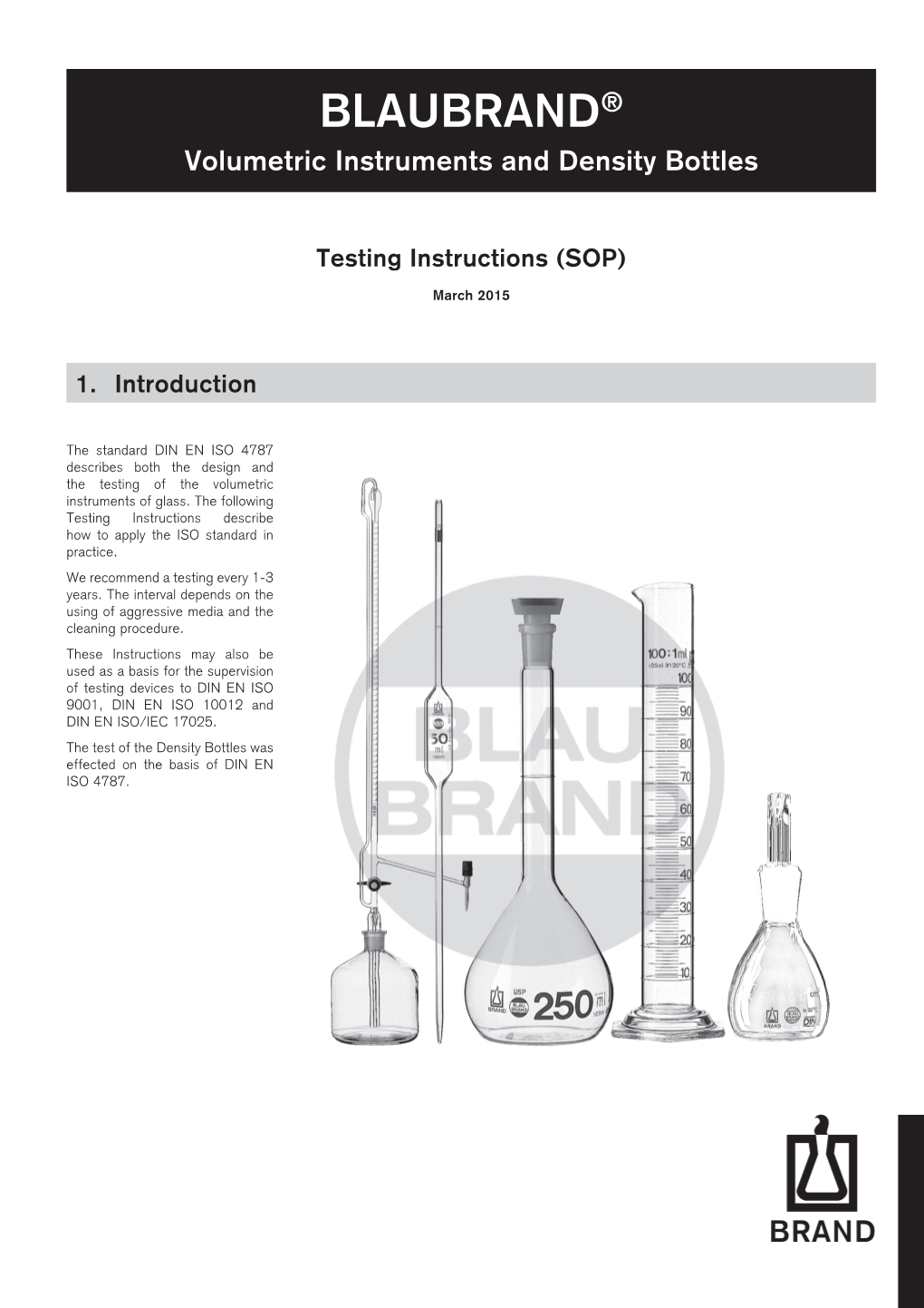 BLAUBRAND® Volumetric Instruments and Density Bottles