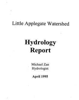 Little Applegate Hydrology Report