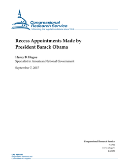 Recess Appointments Made by President Barack Obama