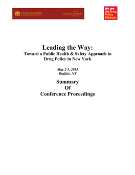 Leading the Way: Toward a Public Health & Safety Approach to Drug Policy in New York