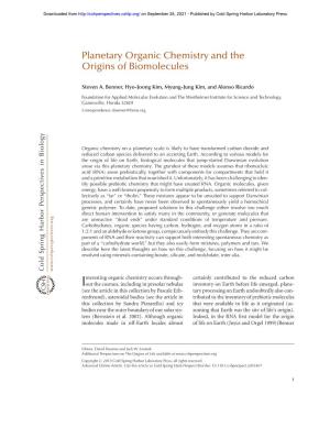 Planetary Organic Chemistry and the Origins of Biomolecules