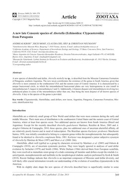 Echinoidea: Clypeasteroida) from Patagonia