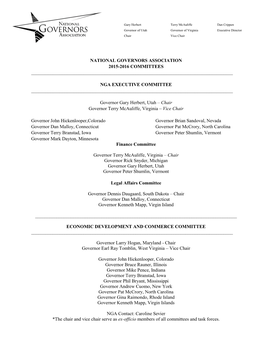 National Governors Association 2015-2016 Committees ______