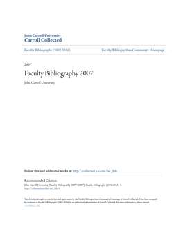 Faculty Bibliography 2007 John Carroll University