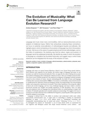 The Evolution of Musicality: What Can Be Learned from Language Evolution Research?