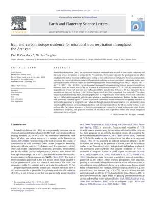 48. Iron and Carbon Isotope Evidence for Microbial Iron Respiration
