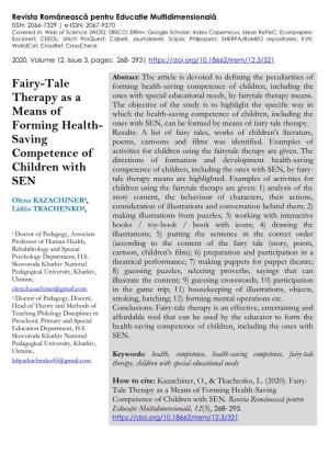 Fairy-Tale Therapy As a Means of Forming Health