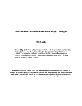 Mid-Columbia Ecosystem Enhancement Project Catalogue