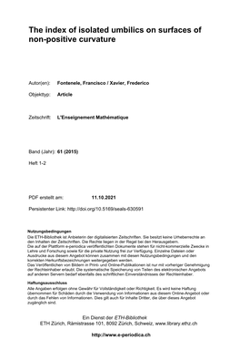 The Index of Isolated Umbilics on Surfaces of Non-Positive Curvature