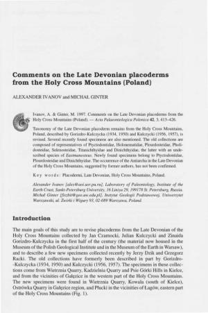 Comments on the Late Devonian Placoderms from the Holy Cross Mountains (Poland)