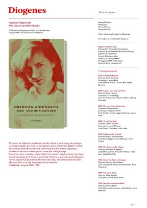 Book Factsheet Patricia Highsmith Her Diaries and Notebooks
