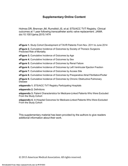 Clinical Outcomes at 1 Year Following Transcatheter Aortic Valve Replacement